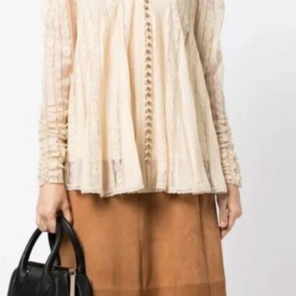 Zimmermann Wonderland Lace Vent Button Blouse Pearl Womens Size 2 US 6 - Picture 3 of 7